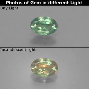 0.46 карата, натуральный Зеленый/Красный Александрит, Огранка Овал, Чистота VS