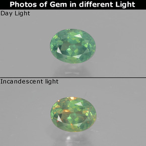 0.51 карата, натуральный Зеленый/Красный Александрит, Огранка Овал, Чистота VS