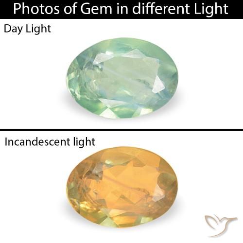 0.07ct Натуральный Очень светло-желтый зеленый Александрит, Овал, VS-SI