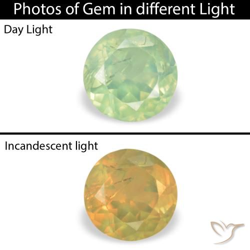 0.28ct Натуральный Бледно-грушевый зеленый Александрит, Круглый, VS-SI
