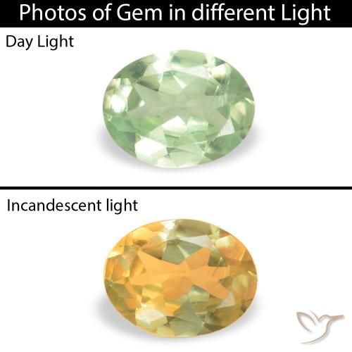 0.17ct Натуральный Желто-зеленый Александрит, Овал, Чистота VS
