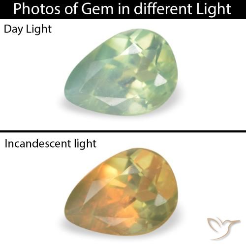 0.13ct Натуральный Желто-зеленый Александрит, Форма груши, Чистота VS