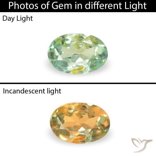 0.05ct Натуральный Светло-желтый зеленый Александрит, Овал, Чистота VS
