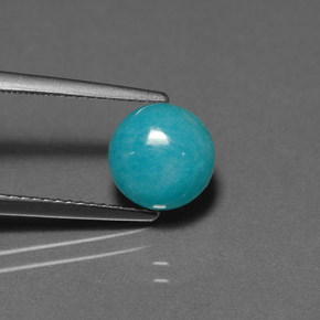 Натуральный зелено-голубой амазонит 2,33 карата огранка круг, непрозрачный