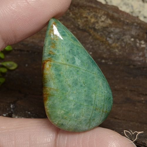36.56ct Натуральный Ярко-зеленый мох амазонит, Форма груши, Непрозрачный