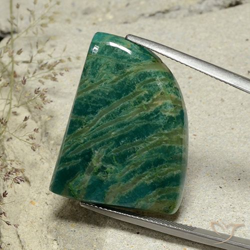 34.54ct Натуральный Прохладный сосново-зеленый амазонит, причудливая, Непрозрачный