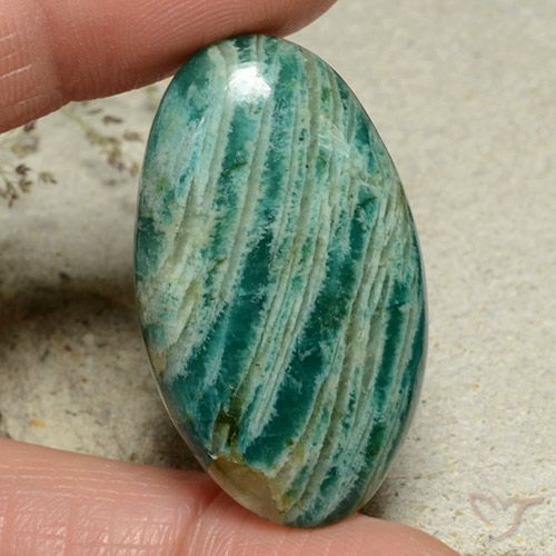 35.34ct Натуральный Средний зеленый амазонит, Овал, Непрозрачный