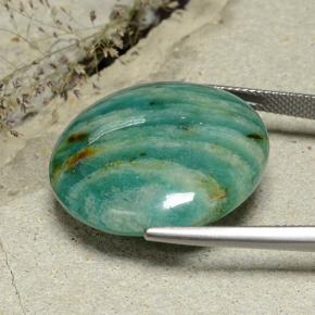 Натуральный зелёный амазонит 26,47 карата огранка круг, непрозрачный