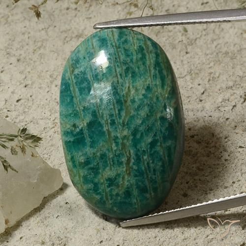 36.09ct Натуральный Сине-зеленый амазонит, Овал, Непрозрачный