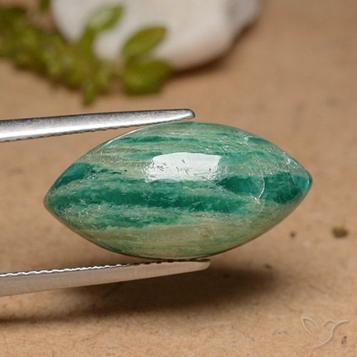 10.66ct Натуральный Сосновый зеленый амазонит, Маркиза, Непрозрачный