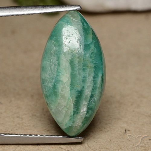 6.91ct Натуральный Прохладный зеленый амазонит, Маркиза, Непрозрачный