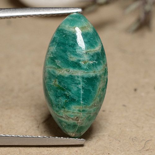 5.63ct Натуральный Сосновый зеленый амазонит, Маркиза, Непрозрачный