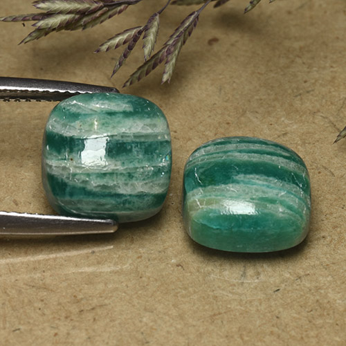 9.66 карата, натуральный Средний зеленый Амазонит, Подушка Крой, Непрозрачный