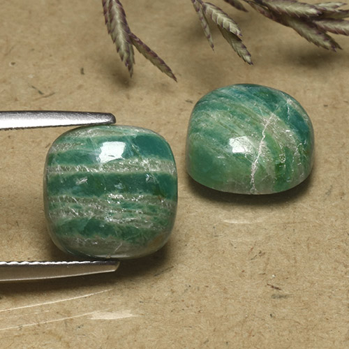 8.15 карата, натуральный Прохладный зеленый Амазонит, Подушка Крой, Непрозрачный