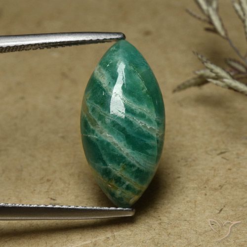 6.82ct Натуральный Сосновый зеленый амазонит, Маркиза, Непрозрачный