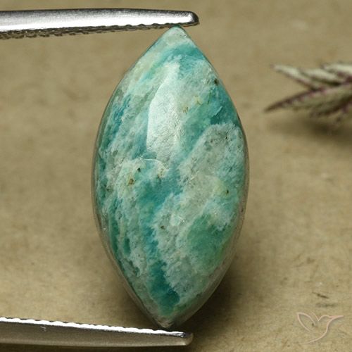6.84ct Натуральный Сосновый зеленый Амазонит, Маркиза, Непрозрачный