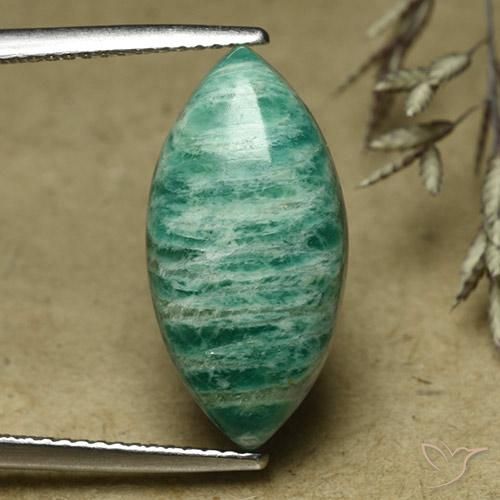 7.60ct Натуральный Прохладный зеленый амазонит, Маркиза, Непрозрачный