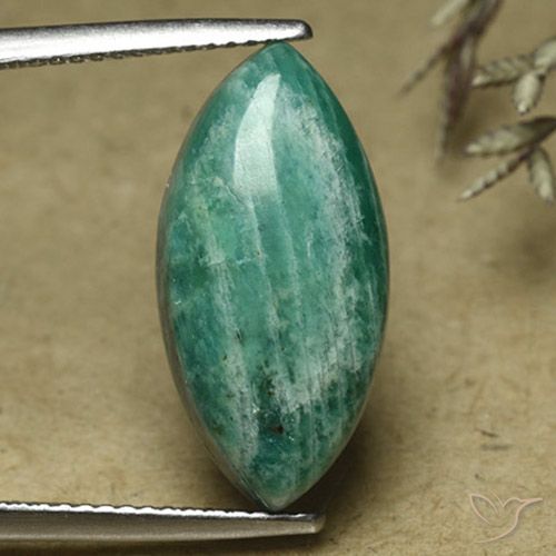 7.74ct Натуральный Средний зеленый амазонит, Маркиза, Непрозрачный