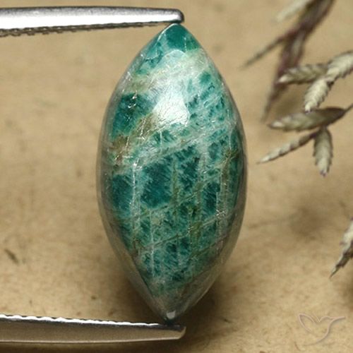 7.17ct Натуральный Сосновый зеленый амазонит, Маркиза, Непрозрачный
