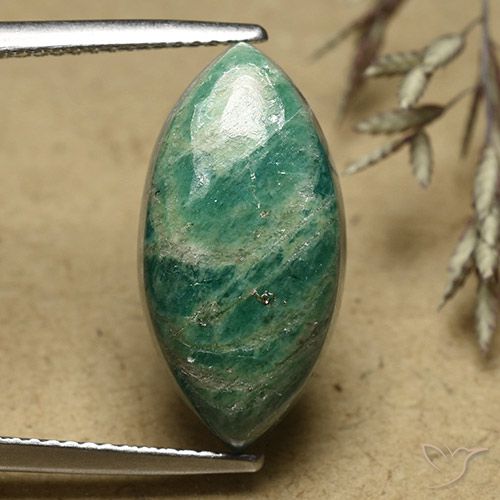 8.28ct Натуральный Прохладный зеленый амазонит, Маркиза, Непрозрачный