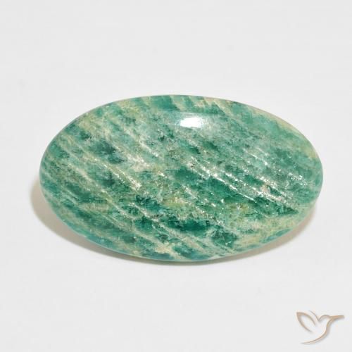 30.25ct Натуральный Темно-зеленый амазонит, Овал, Непрозрачный
