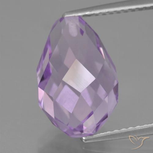7.63ct Натуральный Светло-розовато-фиолетовый Аметист, Бриолет, Чистота VS