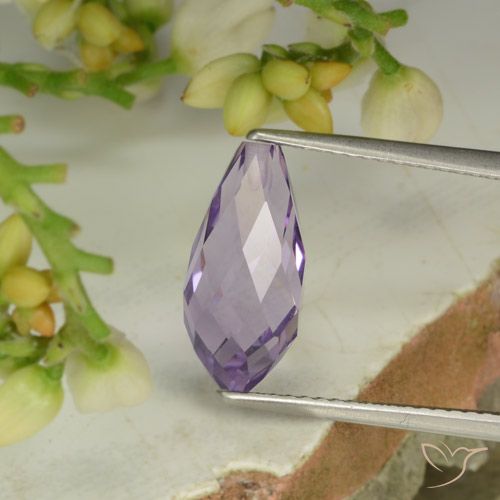 3.52ct Натуральный Розовато-Ирис Фиолетовый Аметист, Бриолет, Чистота VS