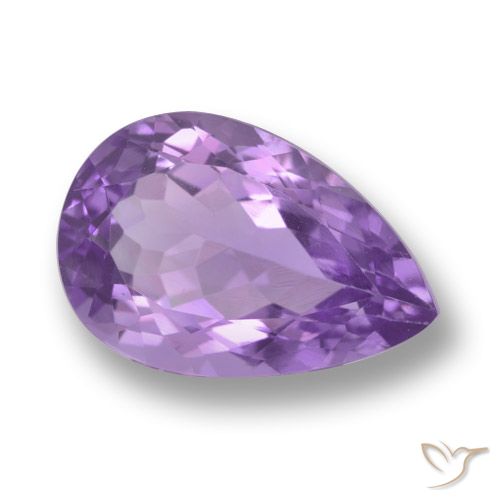 6.11ct Натуральный Средний фиолетовый Аметист, Форма груши, Чистота VVS