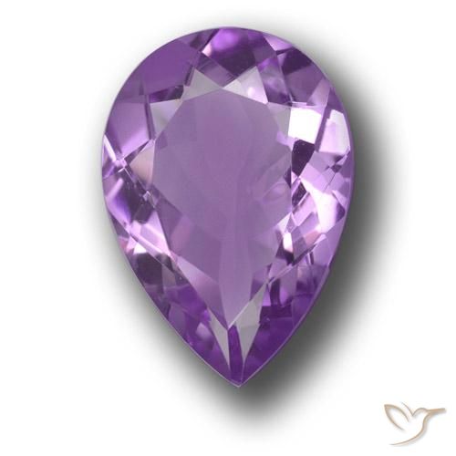 4.67ct Натуральный Розовато-фиолетовый Аметист, Форма груши, Чистота VVS