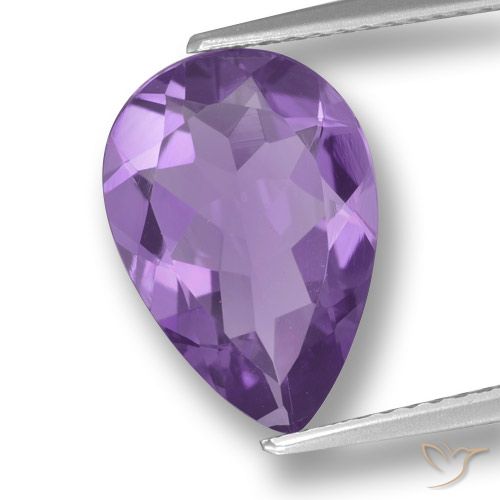 3.30ct Натуральный Средний фиолетовый Аметист, Форма груши, Чистота VVS