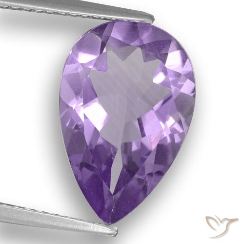 4.55ct Натуральный Средний фиолетовый Аметист, Форма груши, Чистота VS