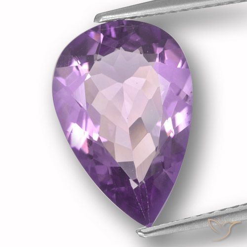 3.94ct Натуральный Светло-средний фиолетовый Аметист, Форма груши, Чистота VVS