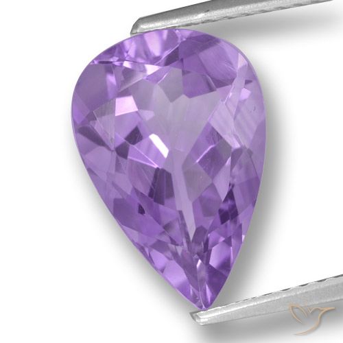 3.44ct Натуральный Средний фиолетовый Аметист, Форма груши, Чистота VVS