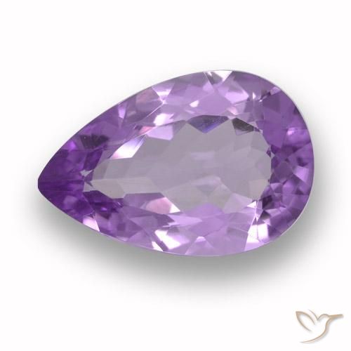 4.49ct Натуральный Средний фиолетовый Аметист, Форма груши, Чистота VVS