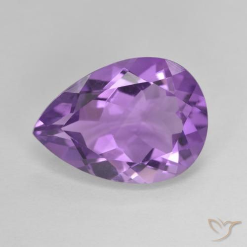 4.58ct Натуральный Средний пурпурно-фиолетовый Аметист, Форма груши, Чистота VVS
