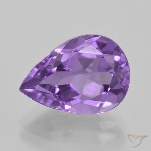 5.03ct Натуральный Пурпурно-фиолетовый Аметист, Форма груши, Чистота VVS