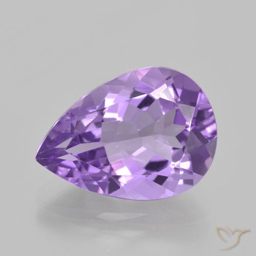 4.48ct Натуральный Средний фиолетовый Аметист, Форма груши, Чистота VVS