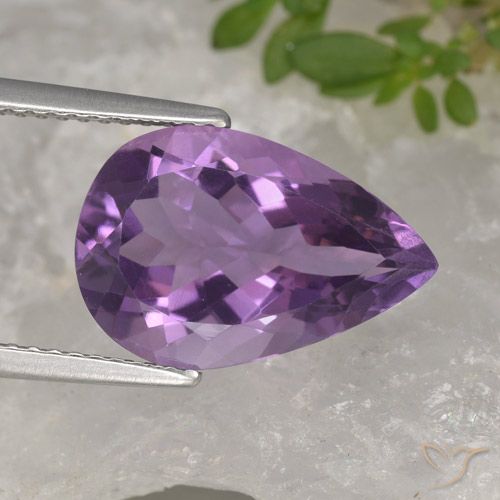 4.56ct Натуральный Средний фиолетовый Аметист, Форма груши, Чистота VVS
