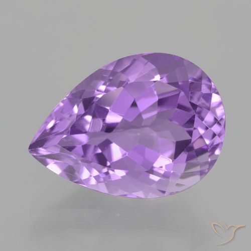 5.69ct Натуральный Розовато-фиолетовый Аметист, Форма груши, Чистота VVS