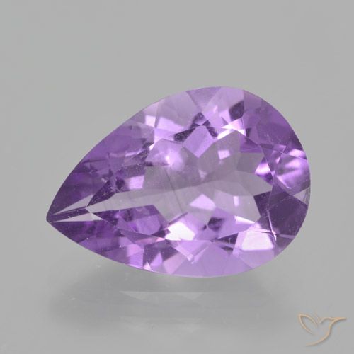 4.03ct Натуральный Средний фиолетовый Аметист, Форма груши, Чистота VS