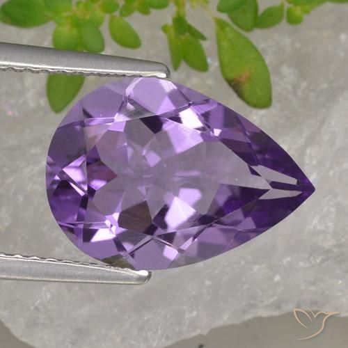 3.89ct Натуральный Темно-фиолетовый Аметист, Форма груши, Чистота VS