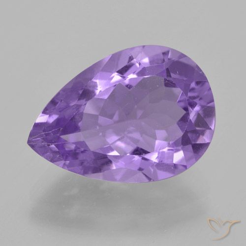 4.49ct Натуральный Средний фиолетовый Аметист, Форма груши, VVS-VS