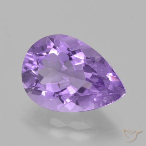 4.66ct Натуральный Средний фиолетовый Аметист, Форма груши, Чистота VVS