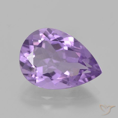 4.34ct Натуральный Средний фиолетовый Аметист, Форма груши, Чистота VVS