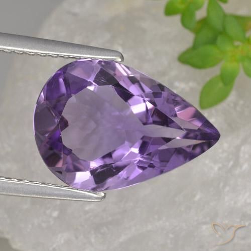 3.89ct Натуральный Средний фиолетовый Аметист, Форма груши, Чистота VVS