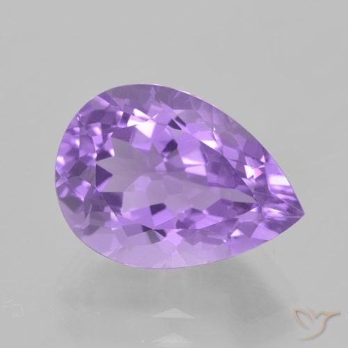 5.26ct Натуральный Розовато-фиолетовый Аметист, Форма груши, Чистота VVS