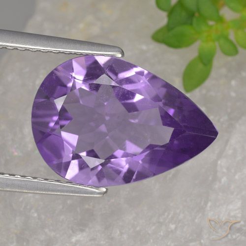 3.81ct Натуральный Средний фиолетовый Аметист, Форма груши, VVS-VS