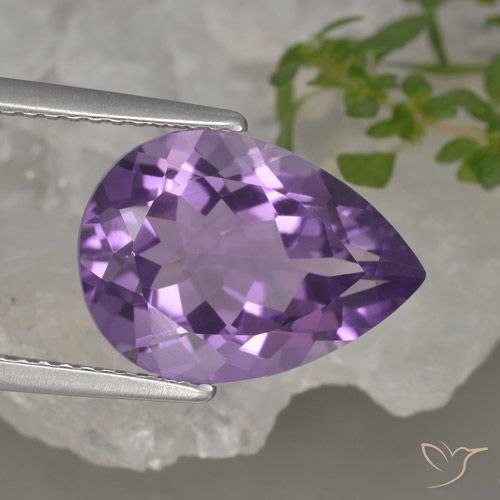 4.62ct Натуральный Средний фиолетовый Аметист, Форма груши, Чистота VVS