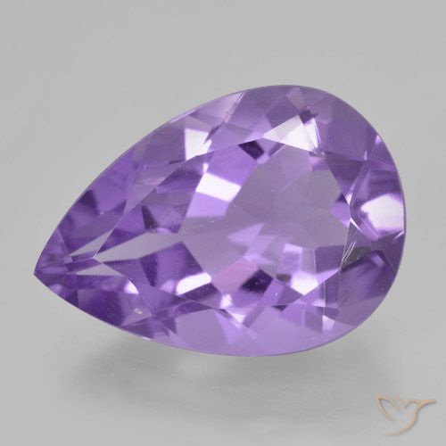 4.39ct Натуральный Средний фиолетовый Аметист, Форма груши, Чистота VVS
