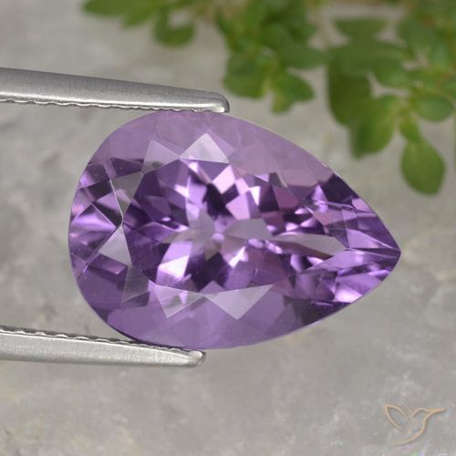 4.69ct Натуральный Пурпурно-фиолетовый Аметист, Форма груши, Чистота VVS